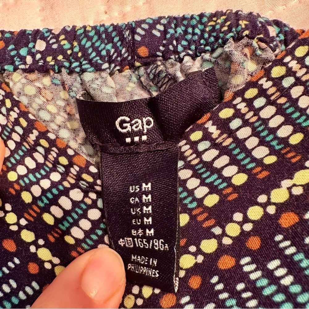 Gap Womens Size Medium Maxi Dotted Chevron Striped Mitered V-Neck Pockets Dress